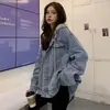 Jaqueta jeans feminina petite primavera/outono 2025 novo estilo vintage ins solta de manga comprida top moderno em azul
