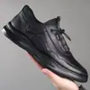 Sapatos Masculinos Primavera Novo Casual Negócios Couro Versátil Moda Tendência Amortecimento a Ar Elástico Preto Esportivos Couro