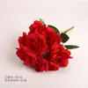 Nova rosa artificial de 9 cabeças com bordas encaracoladas, adereço de decoração de casamento, buquê de mão, flor de seda, atacado do fabricante