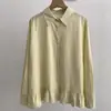 Camisa Estilo Novo Patchwork com Babados Dopamina Primavera 2026 Elegante Manga Longa Solta Redutora de Idade Top Boneca Feminino