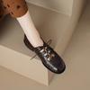 Zapatos de Cuero Hechos a Mano Calados Vintage para Mujer Puleather de Encaje Bajo Estilo Británico Tacón Bajo Mary Jane Punta Redonda Zapatos Planos