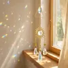 Pegador de Sol de Cristal com Borboleta Sol Lua Prisma Arco-Íris Sino de Vento Decoração de Janela Casa Ornamento Pendurado