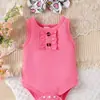 Amazon Transfronterizo Verano Nuevo Mono de una Pieza Rojo Rosado para Bebé y Niño Pequeño con Pantalones Cortos Estampados, Conjunto de Ropa Infantil Estilo Dulce y Lindo