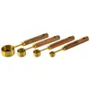 Tazas y Cucharas Medidoras de Acero Inoxidable Chapadas en Oro con Mangos de Madera de Acacia, Juego de Ocho Piezas de Herramientas Medidoras, Herramientas de Cocina para Hornear