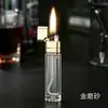 Encendedor Compacto de Queroseno Delgado Mecanismo de Rueda Clásico Tanque de Aceite Transparente Visible Encendedor de Queroseno para Hombres Modelo Nuevo