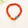 Pulsera de Ágata Roja Natural del Sur para Mujer, Caliente en Venta en Transmisión en Vivo de Tiktok, Nuevo Colgante de Estambre de Flor Estilo Chino, Elegante y de Moda Accesorio de Mano para Mujer