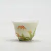 Taza de Té Forma de Espiga de Trigo con Esmalte Verde Fruta Pintada a Mano de las Dinastías Tang y Song, Juego de Té Gongfu, Taza de Té de Cerámica Estilo Erudito, Taza Individual, Tamaño Pequeño