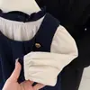 Faldas de Otoño e Invierno para Niñas, Conjuntos Estilo Coreano para Niños, Moda Británica para Bebés, Conjunto de Dos Piezas de Otoño con Cuello de Champiñón