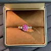 Anel de Prata Esterlina S925 com Safira Rosa para Mulheres, Design de Nicho, Anel de Pedra Colorida de Luxo de Alta Qualidade, Popular na Europa e América, Transmissão ao Vivo