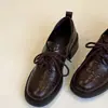 Otoño 2025 Nuevos Zapatos JK de Mujer Estilo Británico con Cordones Tacón Alto Zapatos Pequeños de Cuero Mocasines de Suela Gruesa para Mujer Tacón Cuadrado Zapatos Individuales