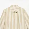 Ropa de Mujer Transfronteriza 2026 Estilo Europeo Moda Callejera Chaqueta de Traje de Manga Corta a Rayas con Cuello Alto para Mujer L52618