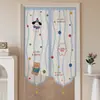 Cortina de Porta de Casa para Quarto de Criança Cortina Divisória Desenho Animado Sem Furo Cortina Bloqueadora para Banheiro de Casa Cortina Curta de Meio Comprimento Cortina de Pendurar
