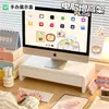 Suporte para monitor de computador, madeira maciça, projetado para estações de trabalho femininas, com uma base para elevar a tela do monitor, apresentando gavetas e uma prateleira de armazenamento para mesa