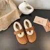 Zapatos Mary Jane de un solo paso que aumentan la altura con forro polar, Birkenstocks peludos para mujer 2026 moda estilo coreano invierno nueva llegada mocasines zapatos de algodón