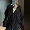 Chamarra sudadera retro americana de fábrica para mujer, cárdigan de estilo nuevo con capucha, holgada y casual, top versátil de manga larga