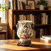 Vaso Cerámico Retro Americano de Alta Gama Personalizado de Fábrica Nuevo Estilo Chino Porcelana Azul y Blanca Sala de Estar Arreglo Floral de Alta Gama Europeo Transfronterizo