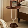 Mesa Lateral Vintage de Madera Maciza Estilo Retro, Elegante Estante de Almacenamiento, Mesa de Café Pequeña de Lujo Ligero Minimalista Moderno para Dormitorio, Mesa Lateral Pequeña