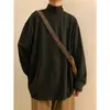 Camisa Térmica de Manga Longa Masculina para Primavera e Outono, Corte Solto, Adequada como Camada Base, Moletom, Camiseta, Gola Meia-Alta, Estilo Hong Kong, Estilo Ins Moderno, Roupa de Outono para Homens