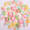 Accesorios de Resina de Oso Arcoíris de Dibujos Animados Infantiles Material para Pasador de Pelo Pasador de Pelo Funda de Teléfono Móvil Parche Llavero Colgante