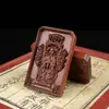Placa Wenheng Di Jun de madera de azufaifo alcanzada por un rayo, placa de madera de Wenchang Di Jun con talla en relieve a doble cara, artesanía en talla de madera de amuleto ritual taoísta