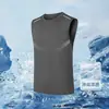Chaleco de Verano para Hombre Camiseta sin Mangas de Secado Rápido Seda de Hielo Fresca Top Deportivo Suelto para Correr Manga Corta Ropa de Entrenamiento Fitness