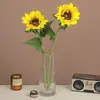 Flor artificial de girasol de un solo tallo muy realista para decoración del hogar, fotografía de bodas y fotografía, venta al por mayor directa del fabricante