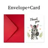 Cartão de Agradecimento Transfronteiriço 1 Peça/Conjunto, Cartão de Mensagem de Texto com Animal Africano de Desenho Animado, Dobrável com Envelope