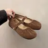 Mocasines de mujer de suela blanda, nuevo modelo primavera 2025, zapatos planos para combinar con faldas, zapatos Mary Jane estilo de noche, zapatos individuales franceses Birkenstock