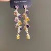 Pendientes Redondos Plegados con Borlas Tachonados de Pedrería Estilo Retro Europeo y Americano, de Moda y Versátiles, con un Toque de Lujo Ligero y de Alta Gama