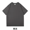 Camiseta de Manga Corta de Algodón Puro Americano para Hombre y Mujer de 230g, Verano Holgada Color Liso Capa Base Marca de Moda Hombro Caído Pequeño Ropa Blanca