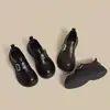 Mocasines de cuero suave con suela gruesa para mujer, otoño 2026, con cierre de velcro, sin cordones, estilo británico, versátiles, antideslizantes, zapatos pequeños de cuero con suela blanda