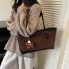 Bolsa Texturizada de Grande Capacidade para Mulheres 2025 Nova Moda Transfronteiriça Bolsa de Mão em Cor Contrastante Bolsa Tote Casual para o Dia a Dia