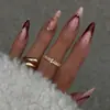 Puntas de Uñas Postizas con Estampado de Leopardo de Venta Caliente Transfronteriza, Puntas de Uñas Portátiles de Gama Alta, Pegatinas para Arte de Uñas, Puntas de Uñas Terminadas de 24 Piezas al por Mayor
