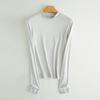 Nueva Colección Otoño e Invierno Camiseta Básica de Cuello Medio para Mujer, Auto-Calentable de Acrílico, Ajuste Delgado, Manga Larga Cálida, Camiseta Interior