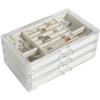Caja de almacenamiento de joyas transparente transfronteriza de terciopelo acrílico de 4 capas con acabado tipo cajón para anillos y collares.