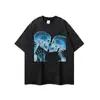 Camiseta de Manga Corta con Estampado de Calavera Estilo Oscuro Americano Transfronteriza para Hombres y Mujeres, Chaleco sin Mangas Casual Holgado de Marca de Moda para Parejas