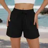 Shorts Casuais de Venda Quente para Comércio Exterior Transfronteiriço Tiktok Aliexpress Feminino com Cordão Cintura Elástica Bolso Grande, Disponível para Dropshipping