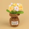 Plantas de Tulipán Hechas a Mano con Ganchillo Transfronterizas en Maceta, Adornos de Rosa, Jarrones de Flores Tejidos con Hilo, Flores Artificiales, Plantas en Maceta para Escritorio