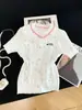 Cárdigan de punto blanco con lazo de perlas, cuello redondo, manga corta para mujer, corte ajustado, top versátil, talla única, rosa