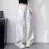 Pantalones casuales no transparentes de secado rápido para mujer, pantalones ligeros de verano de pierna ancha que estilizan, pantalones cargo plisados de cintura alta talla grande