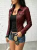A1130T Vinho Europeu e Americano Transfronteiriço Amazon Aliexpress Jaqueta Elegante de PU Moda Feminina Versátil Estilo para o Dia a Dia