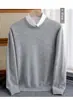 Comercio exterior al por mayor otoño e invierno 100 lana pura suéter cuello redondo suéter para hombre tejido camisa interior suelta cachemir talla grande chaqueta