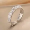 Anillo Exquisito Super Brillante de Circonita para Niñas, Lujo Accesible y Anillo de Apertura Ajustable de Gama Alta, Baño de Oro Real Simple
