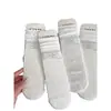 Calcetines Blancos de Encaje para Mujer, Calcetines de Algodón de Media Pantorrilla, Calcetines de Malla Transpirable Ligeros de Verano Caídos, Calcetines Largos Estilo Ballet para Niñas