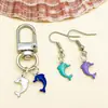 Colgante de delfín de esmalte de doble cara de acero inoxidable para pendientes, pulseras, llaveros y joyería hechos a mano para DIY