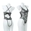 Lencería Sexy de Encaje, Atractivo Conjunto de una Pieza para Mujeres, Caliente Hueco Abierto en la Entrepierna Uniforme Transparente Ropa de Noche