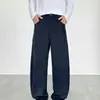 Calça de moda vintage estilo old money com cintura elástica, perna reta e larga para homens, calça comprida casual, calça de perna curva, novas calças versáteis