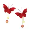 Decoración y Arreglo de Habitación de Boda, Colección Completa de Artículos para Bodas, Mariposa Roja Simulada con la Palabra "Felicidad" en 3D, Pegatinas para Interruptores de Dormitorio y Decoraciones Colgantes