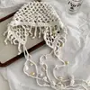 Sombrero de Ganchillo de Malla Hueca con Flecos de Concha para Mujer, Estilo Étnico, Tejido a Mano, Turbante Hueco para Fotografía de Viajes