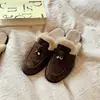Pantuflas Birkenstock de suela gruesa estilo bosque Otoño/Invierno 2026 hebilla retro persona perezosa puntera cerrada medias pantuflas cálidas con felpa extra suave